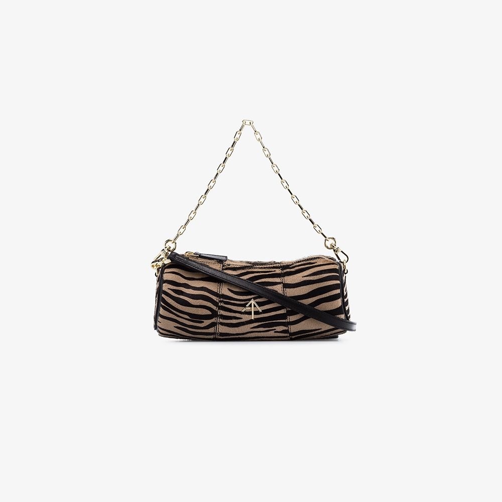 Manu Atelier Cylinder mini bag tiger printed
